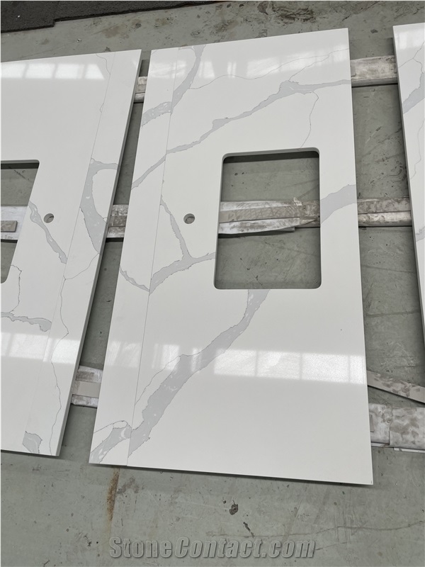 Calacatta White Quartz Bathroom Vanity Tops
