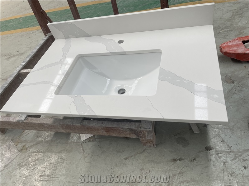 Calacatta White Quartz Bathroom Vanity Tops