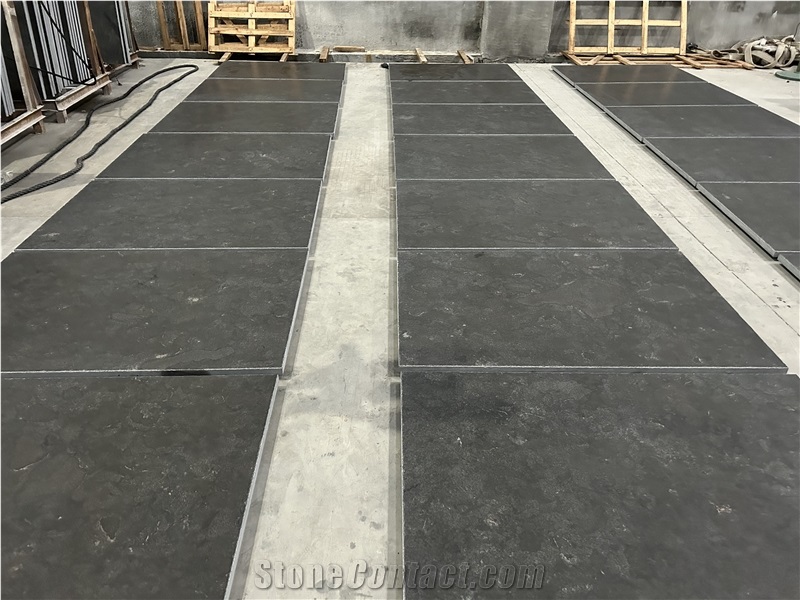 Classic Black Leather Nero Belgio Limestone Floor Tiles