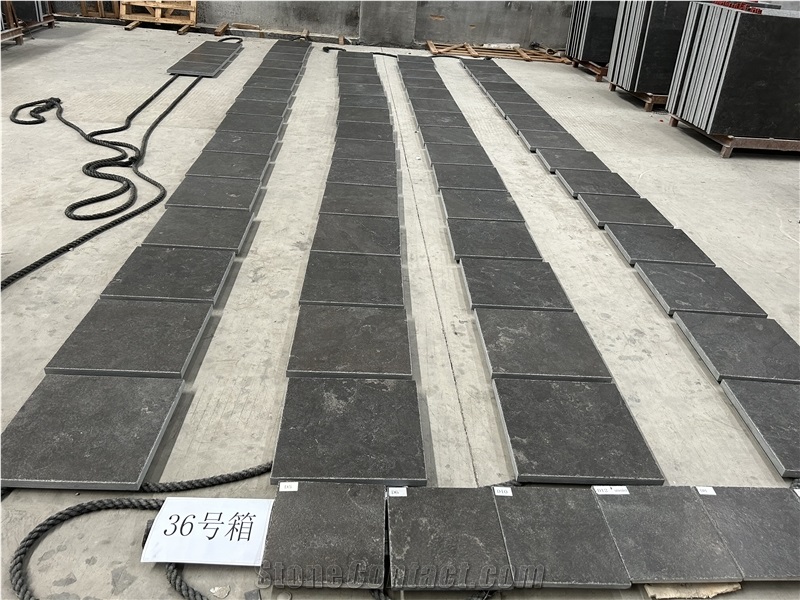 Classic Black Leather Nero Belgio Limestone Floor Tiles