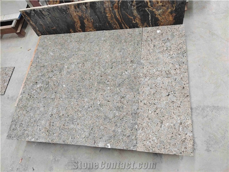 Flamed Butter Verde Granite Floor Tiles