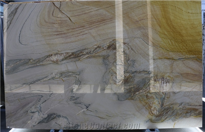 Gold Landscape Paintings Quartzite Slabs