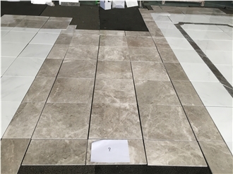 Hepworth ,First Snow, Elegant Grey Marble Floor Medallions