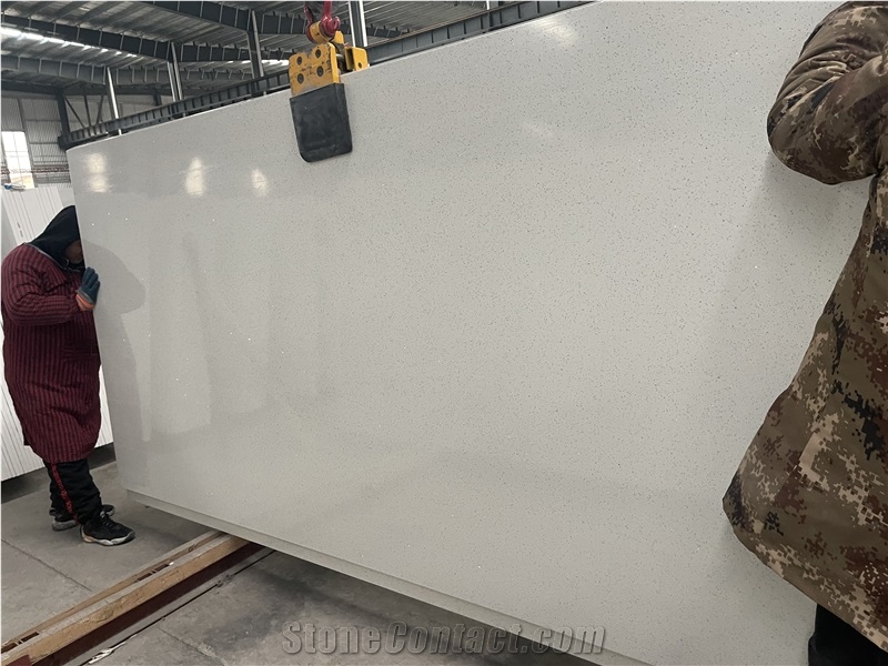 Engineered Stone Quartz Diamond White Slabs
