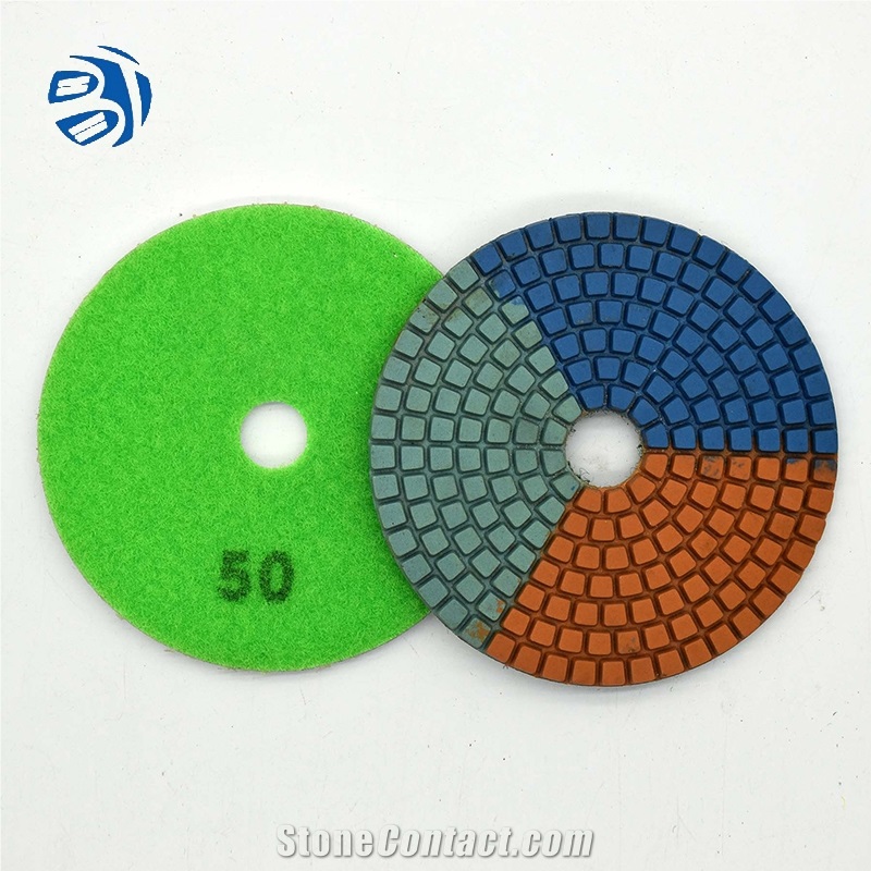 Flexible 3 Color Diamond Resin Bond Polishing Pads For Stone
