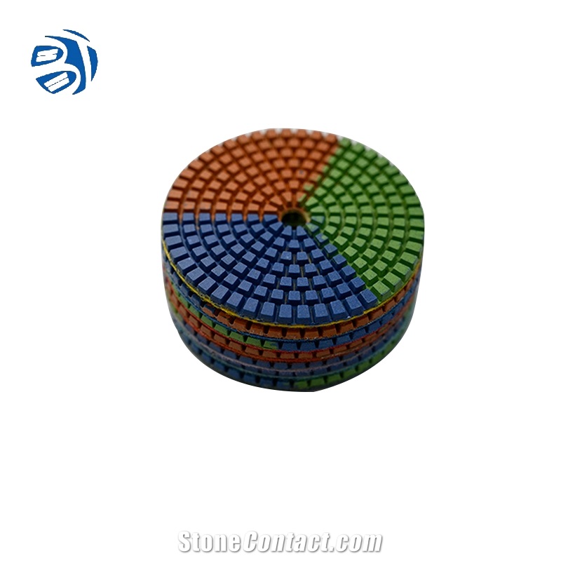 Flexible 3 Color Diamond Resin Bond Polishing Pads For Stone
