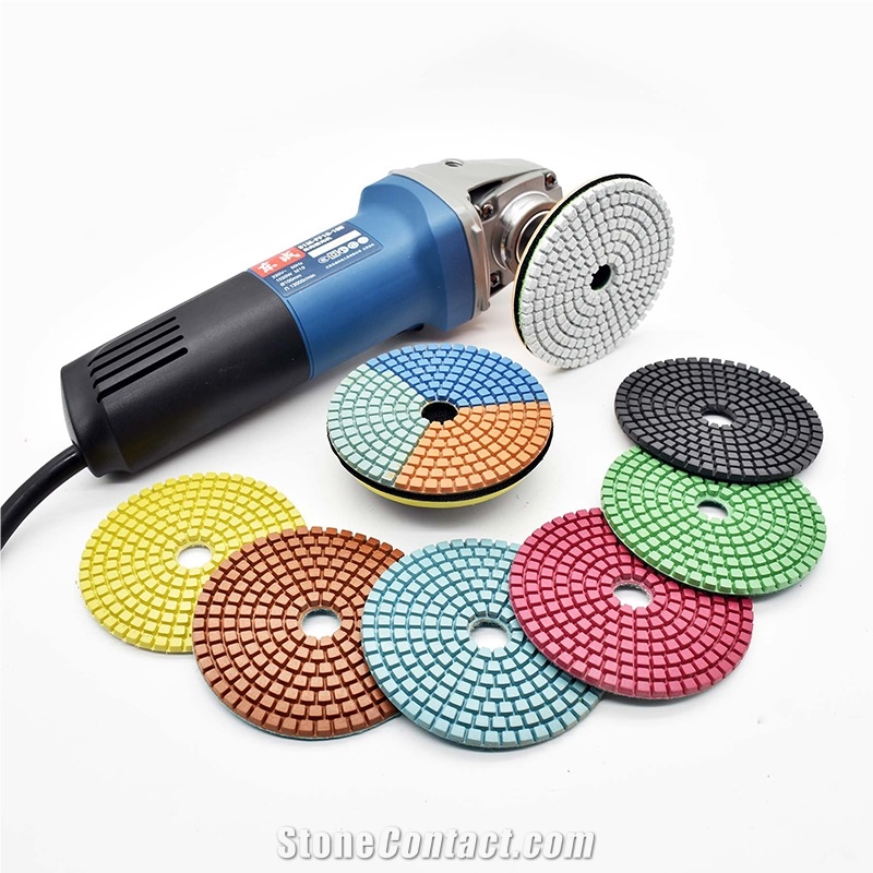 Flexible 3 Color Diamond Resin Bond Polishing Pads For Stone