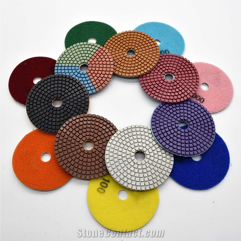 Flexible 3 Color Diamond Resin Bond Polishing Pads For Stone