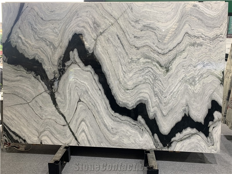 Black Swan Panda White Marble Slabs With Black Veins