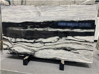 Black Swan Panda White Marble Slabs With Black Veins