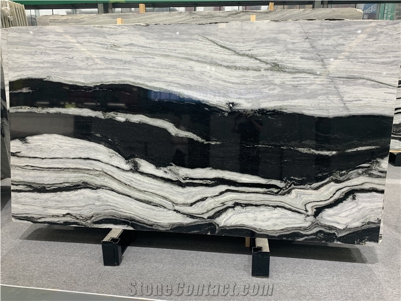 Black Swan Panda White Marble Slabs With Black Veins
