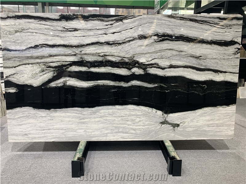 Black Swan Panda White Marble Slabs With Black Veins