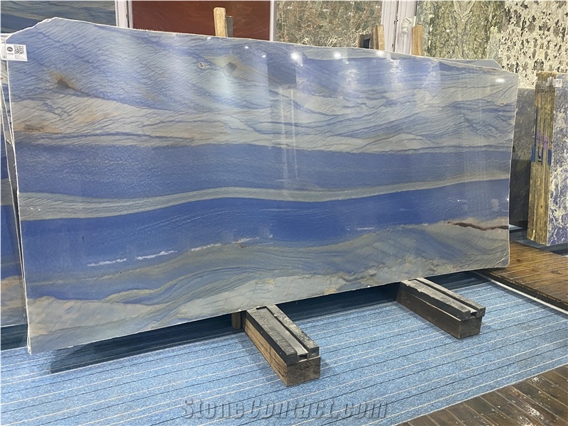 Brazil Blue Azul Imperial Quartzite Slabs For Kitchen