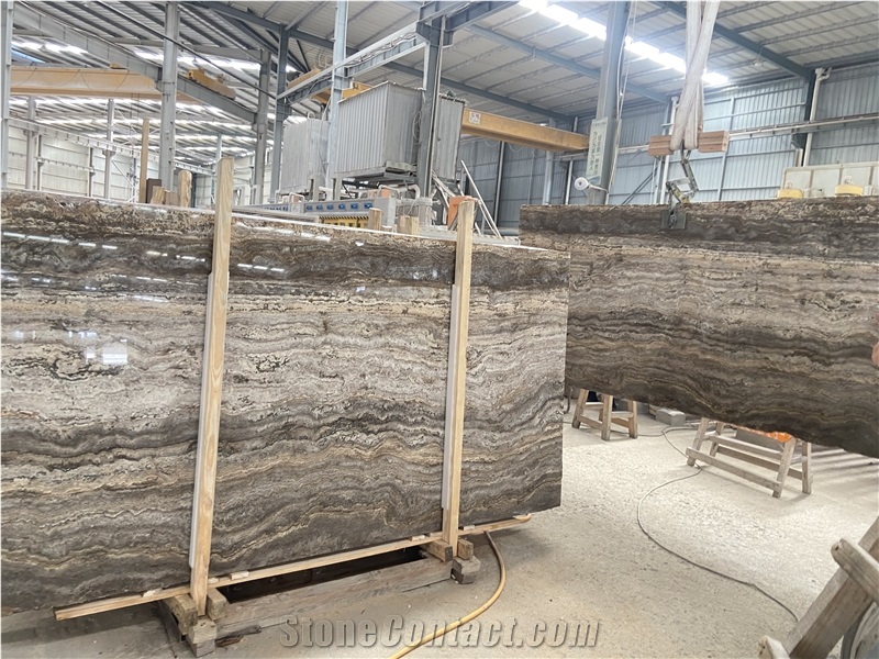 Cheap Silver Grey Gs Travertine Slabs In Stock