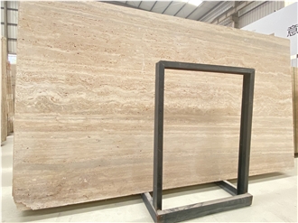 Italian Roman Silver Travertine Slabs For Villa Project