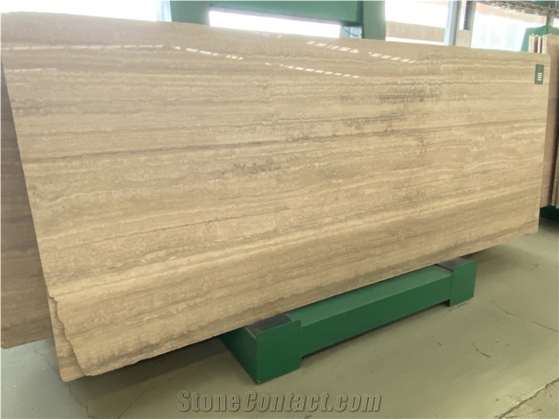 Italian Roman Silver Travertine Slabs For Villa Project