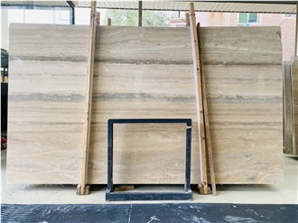 Italian Roman Silver Travertine Slabs For Villa Project