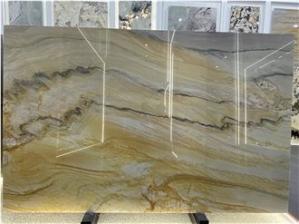 Ocean Wave Fusion Gold Golden Silk Quartzite Slabs