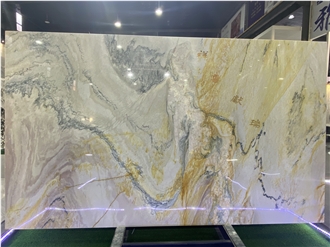 Ocean Wave Fusion Gold Golden Silk Quartzite Slabs