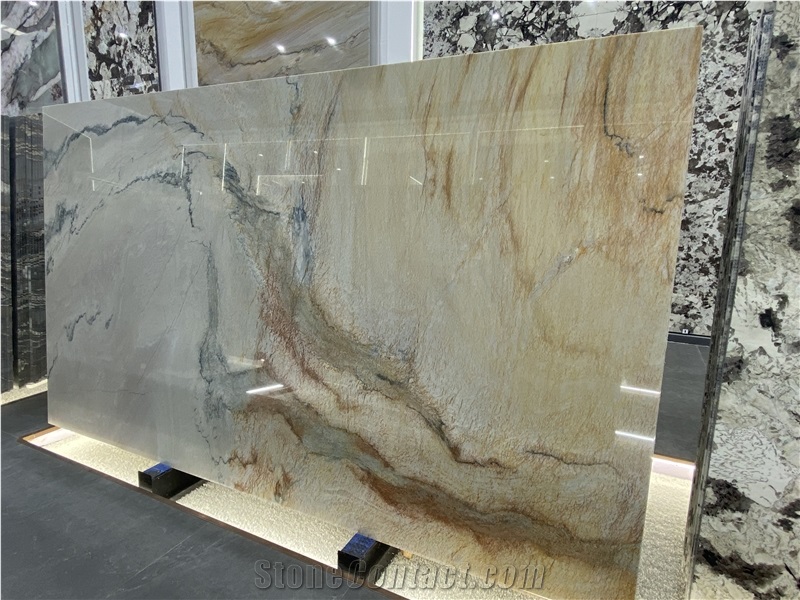 Ocean Wave Fusion Gold Golden Silk Quartzite Slabs