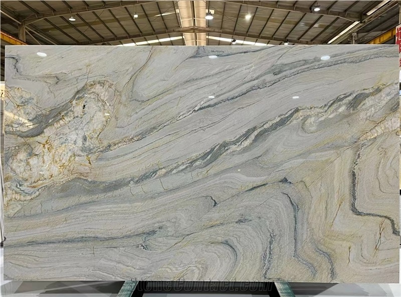 Ocean Wave Fusion Gold Golden Silk Quartzite Slabs
