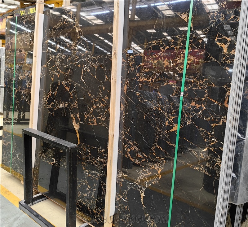 Polished Athens Portoro Marble Slabs For Wall And Floor