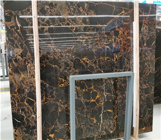 Polished Athens Portoro Marble Slabs For Wall And Floor