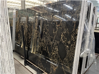 Polished Athens Portoro Marble Slabs For Wall And Floor