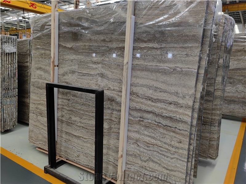 Polished Kashan Silver Travertine Slabs For Wall