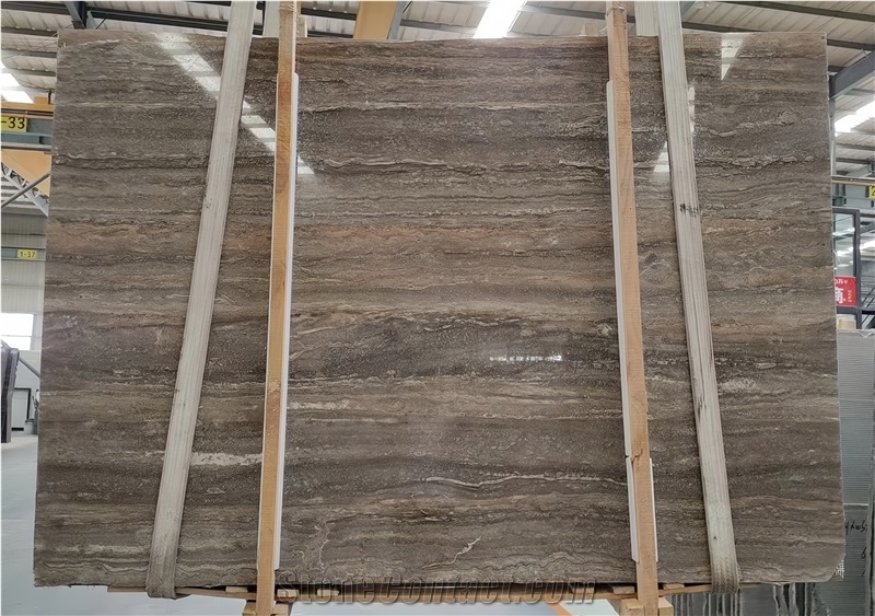 Polished Kashan Silver Travertine Slabs For Wall