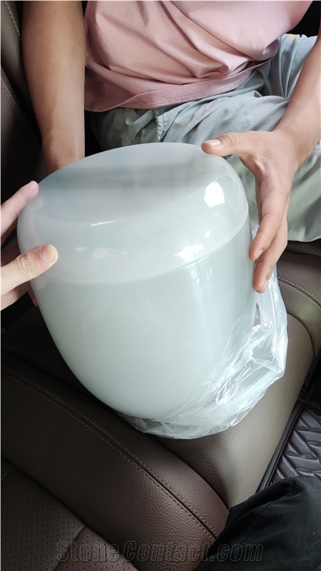 Round White Onyx Ash Burial Urns Memorial Products