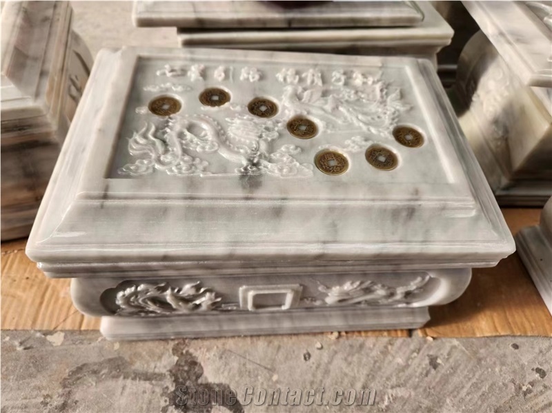 Round White Onyx Ash Burial Urns Memorial Products