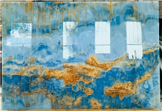 Translucent Golden Blue Onyx Slabs For Wall Panel Translucent Golden Blue Onyx Slabs For Wall Panel