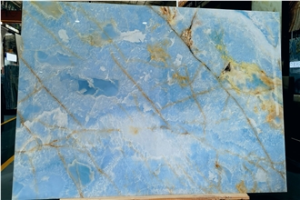 Translucent Golden Blue Onyx Slabs For Wall Panel