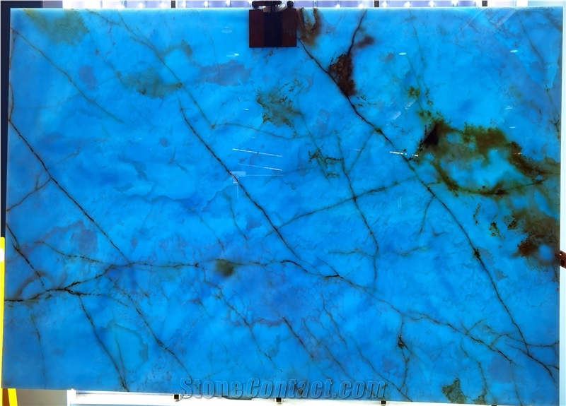 Translucent Golden Blue Onyx Slabs For Wall Panel