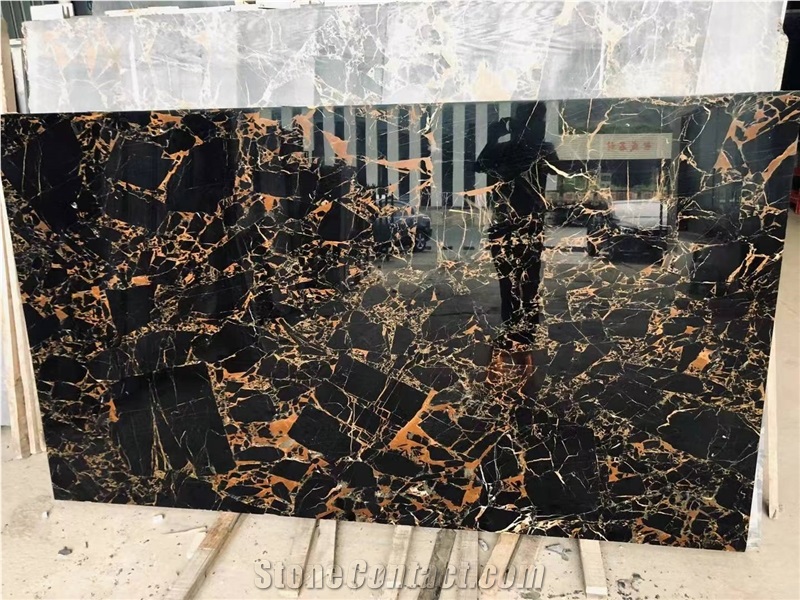Fantasy Black Gold Flower Marble Slabs