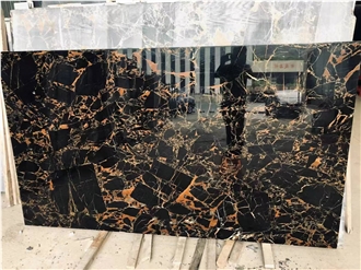 Fantasy Black Gold Flower Marble Slabs