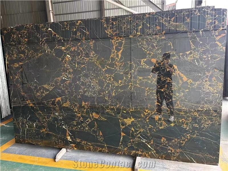 Fantasy Black Gold Flower Marble Slabs