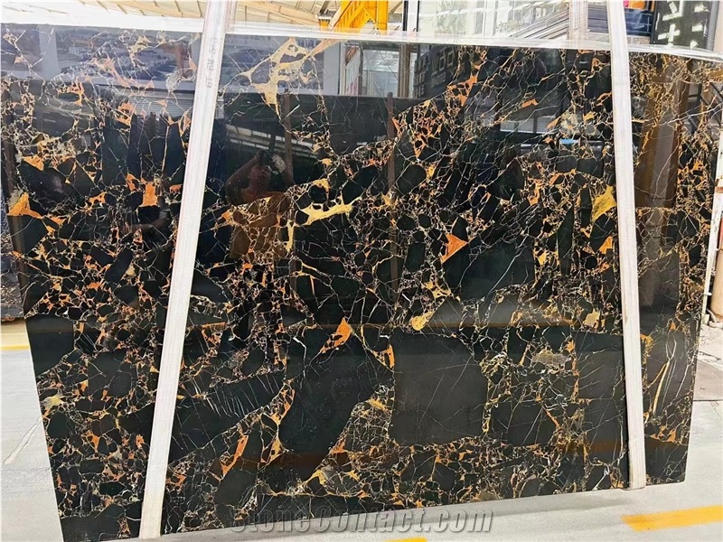 Fantasy Black Gold Flower Marble Slabs