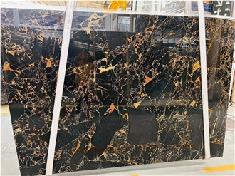 Fantasy Black Gold Flower Marble Slabs