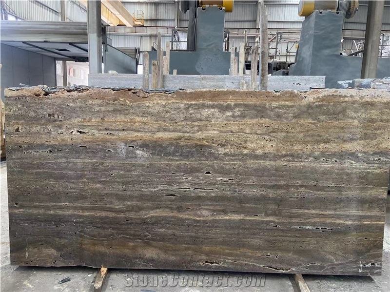 Persian Silver Grey Travertine Slabs For Engeerings