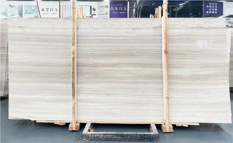White Wood Marble Slab Wall Tiles