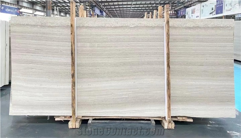 White Wood Marble Slab Wall Tiles
