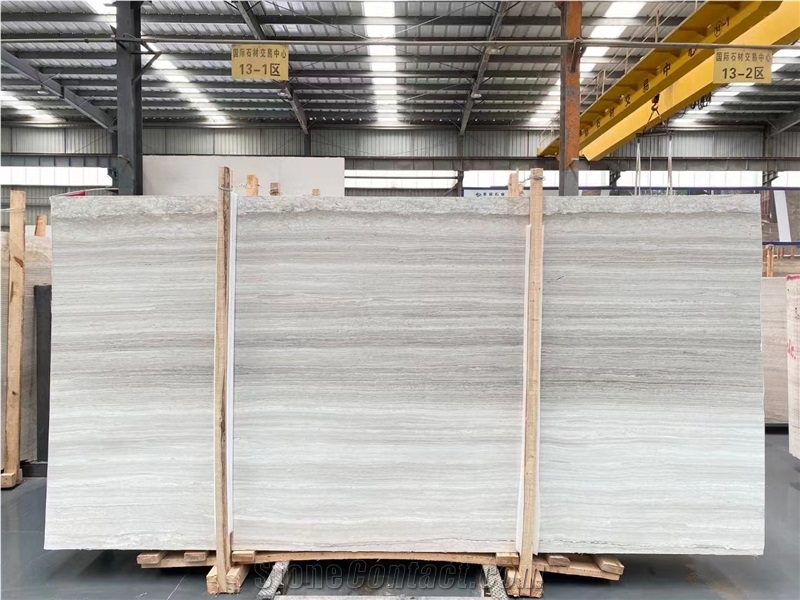 White Wood Marble Slab Wall Tiles
