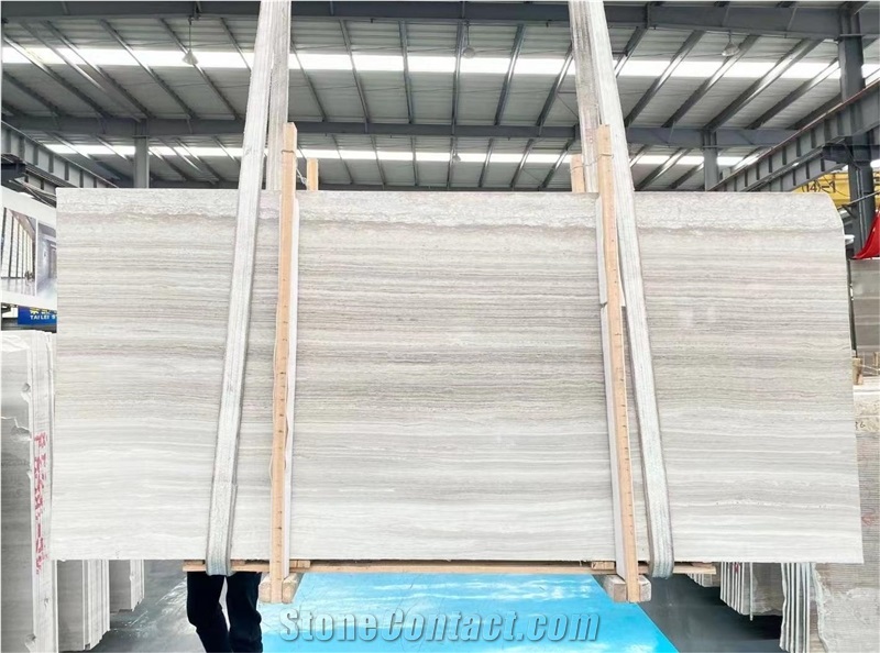 White Wood Marble Slab Wall Tiles