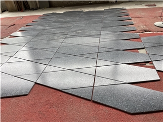 Leather Angola Black Granite Tiles For Indoor Floor