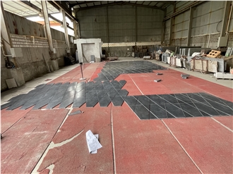 Leather Angola Black Granite Tiles For Indoor Floor