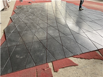 Leather Angola Black Granite Tiles For Indoor Floor