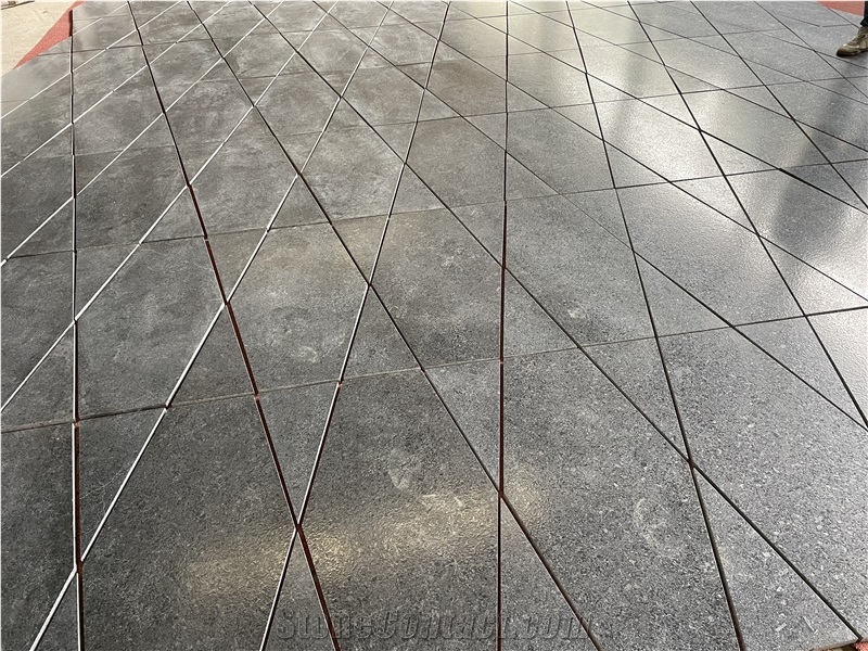 Leather Angola Black Granite Tiles For Indoor Floor