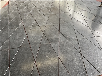 Leather Angola Black Granite Tiles For Indoor Floor